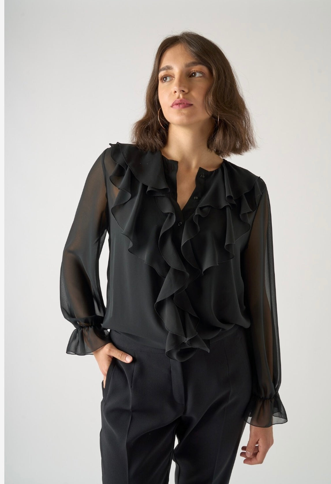 CAMICIA CON VOLANT IN GEORGETTE - LUISA VIOLA