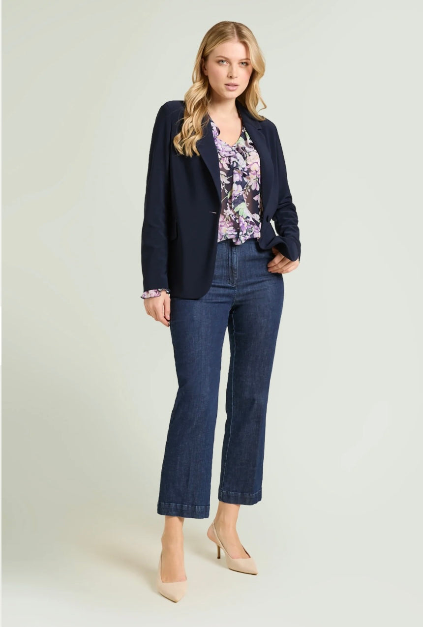 CAMICIA CON VOLANT IN GEORGETTE STAMPATA - LUISA VIOLA