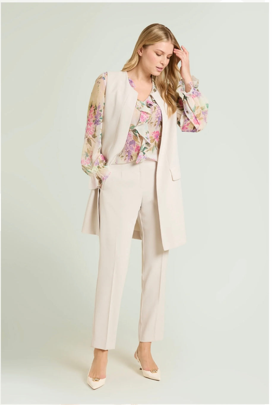 CAMICIA CON VOLANT IN GEORGETTE STAMPATA - LUISA VIOLA