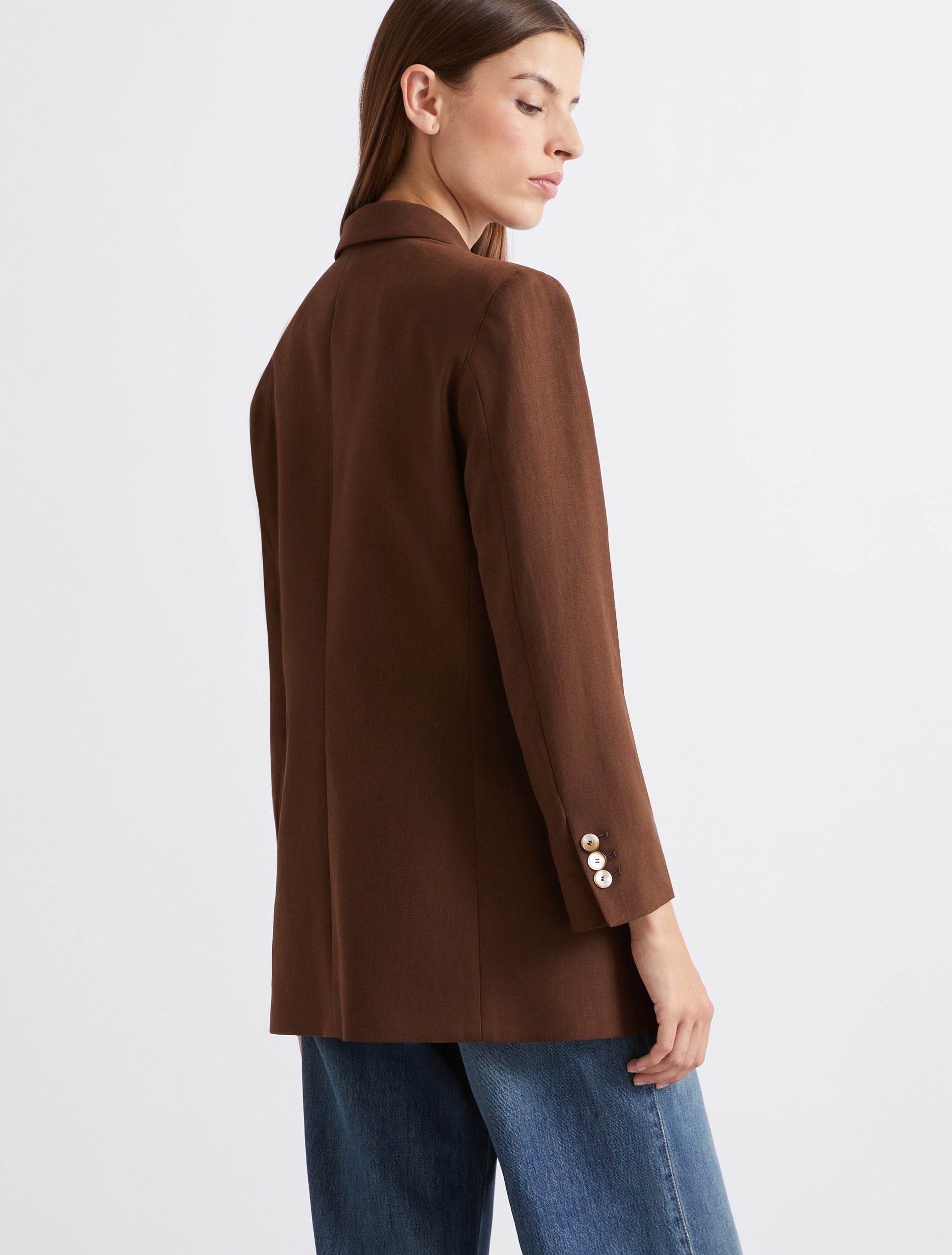 Blazer monopetto in misto lino