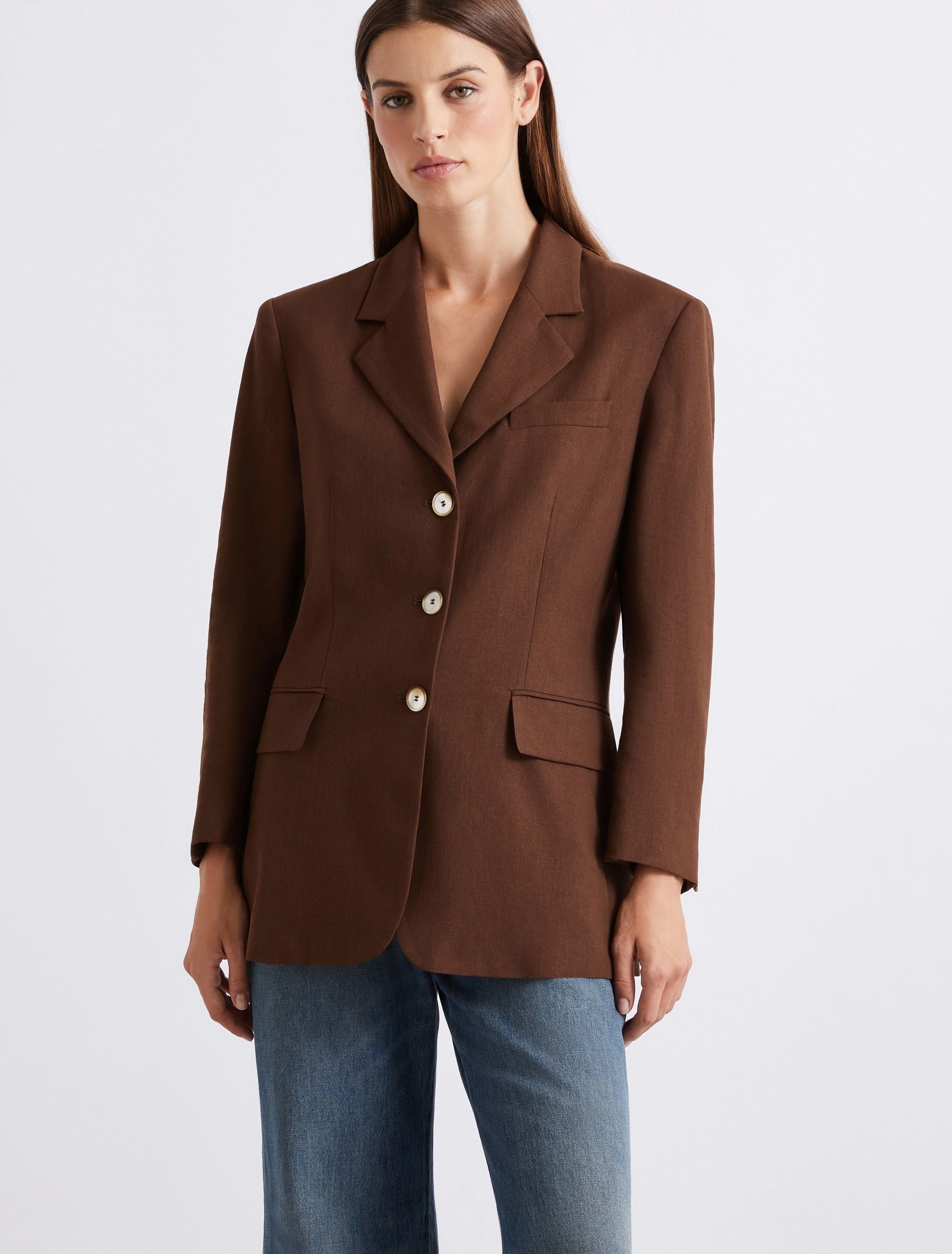 Blazer monopetto in misto lino