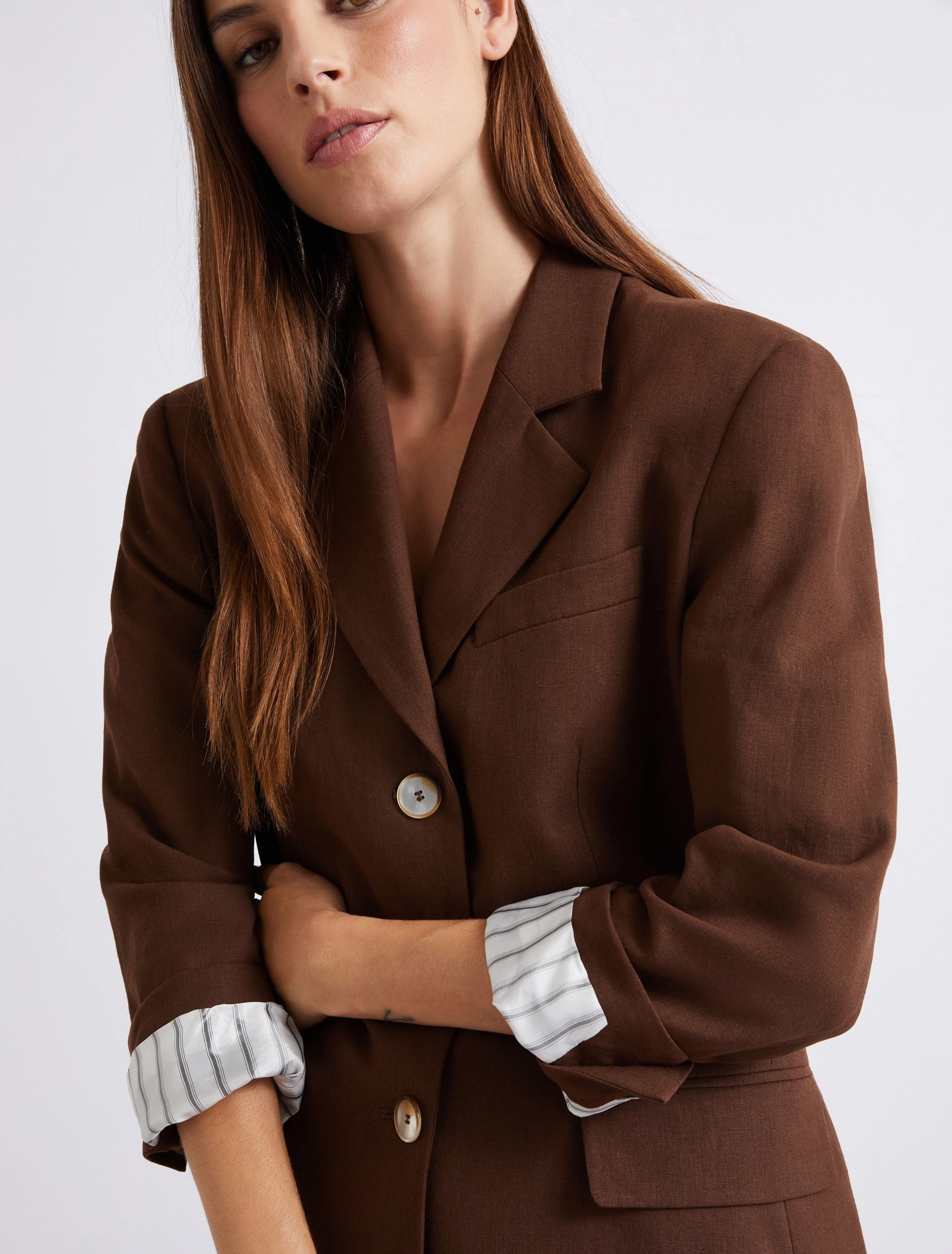Blazer monopetto in misto lino