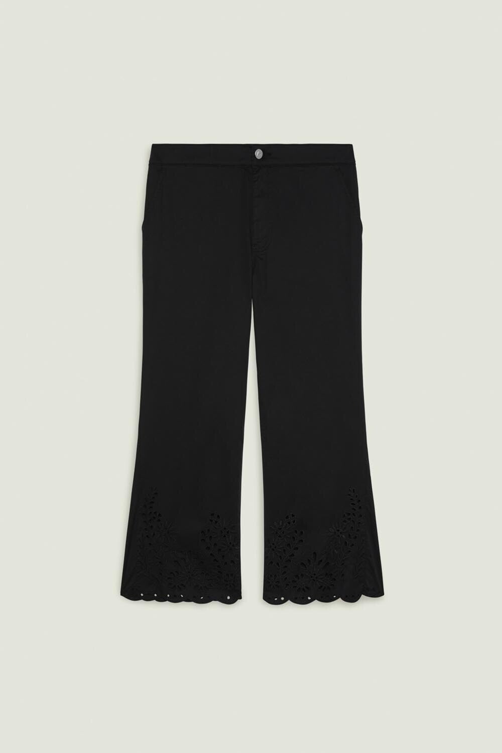 PANTALONE RICAMATO IN POPELINE