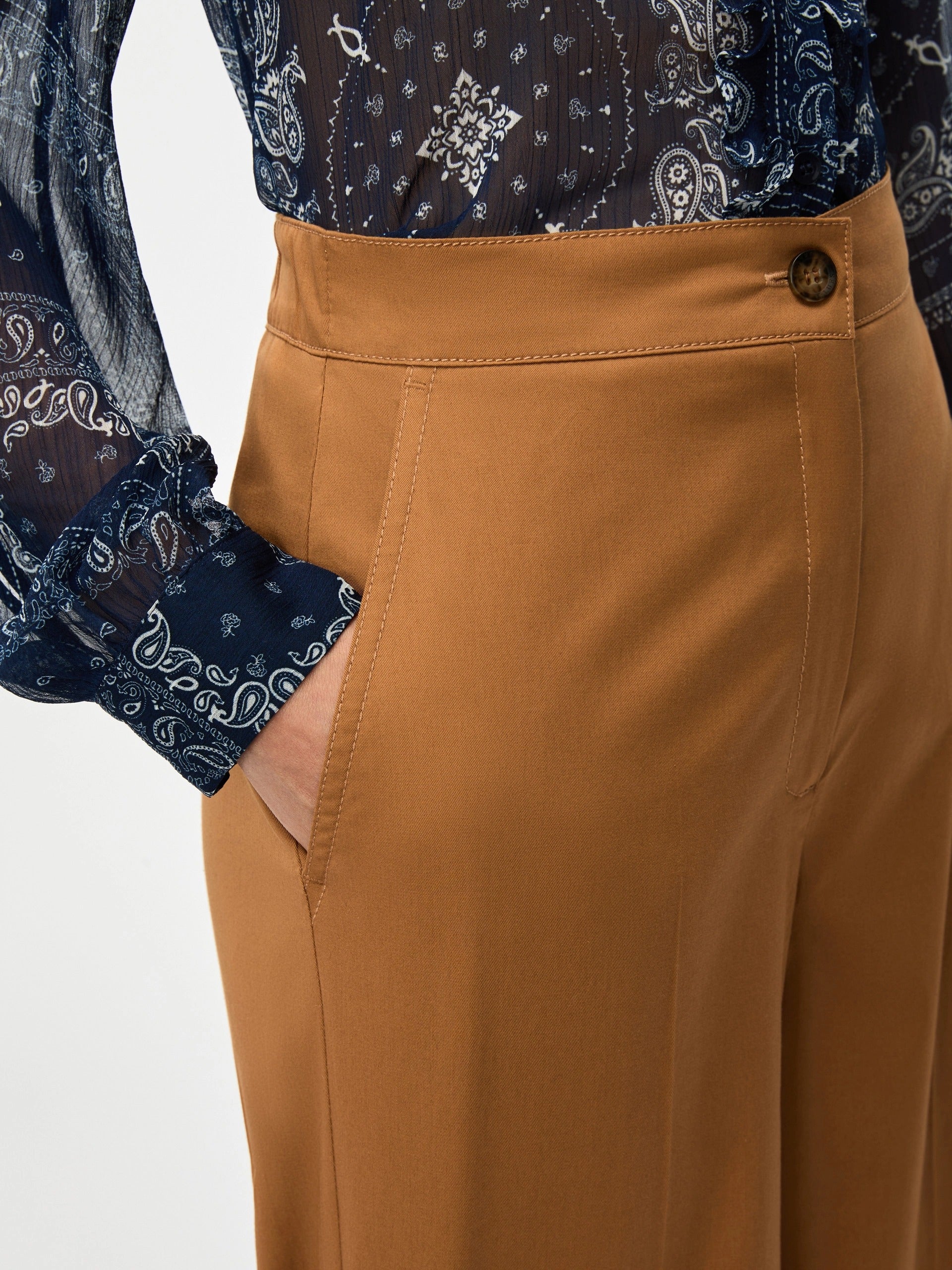 PANTALONI WIDE LEG Tabacco