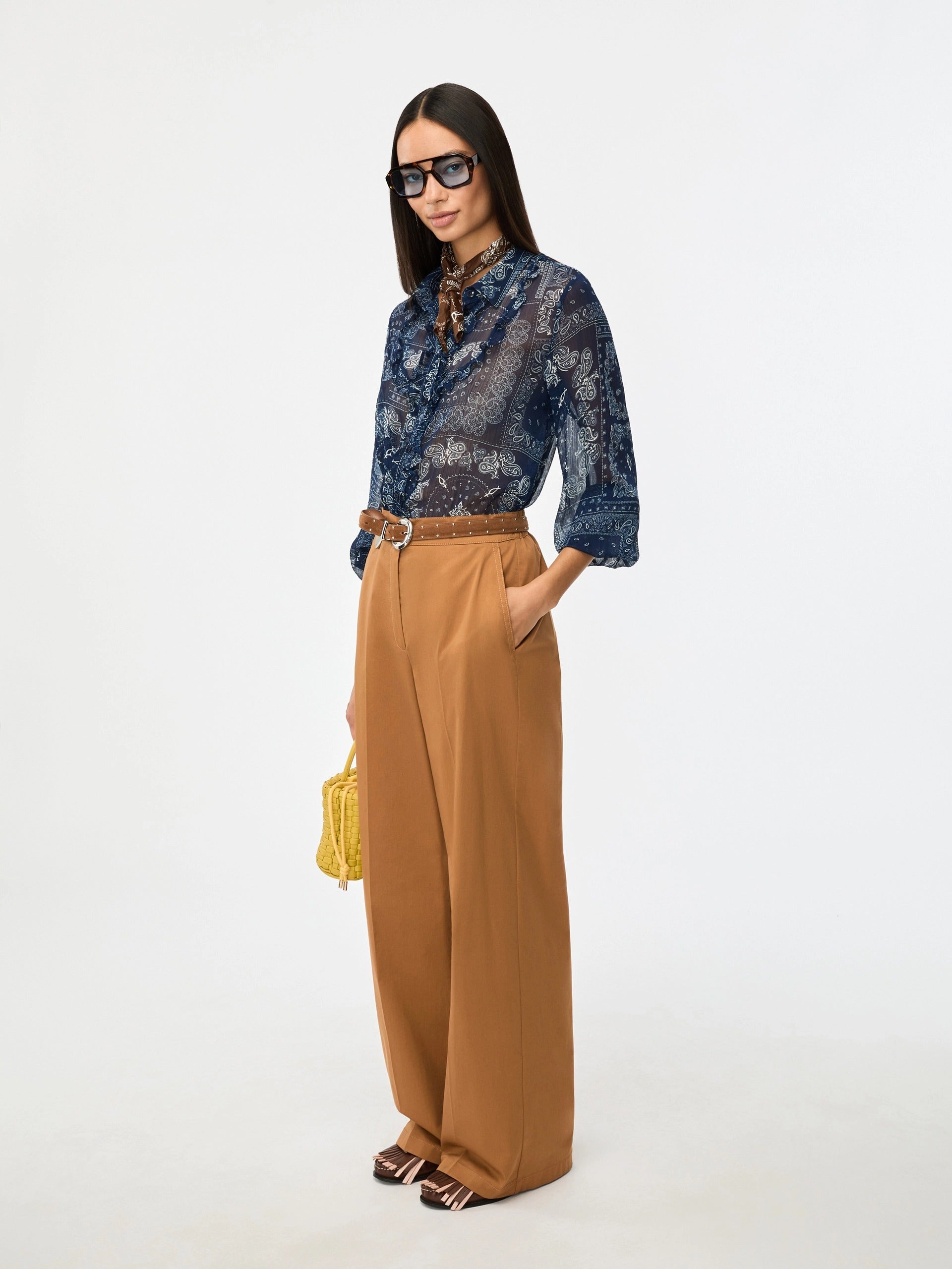 PANTALONI WIDE LEG Tabacco