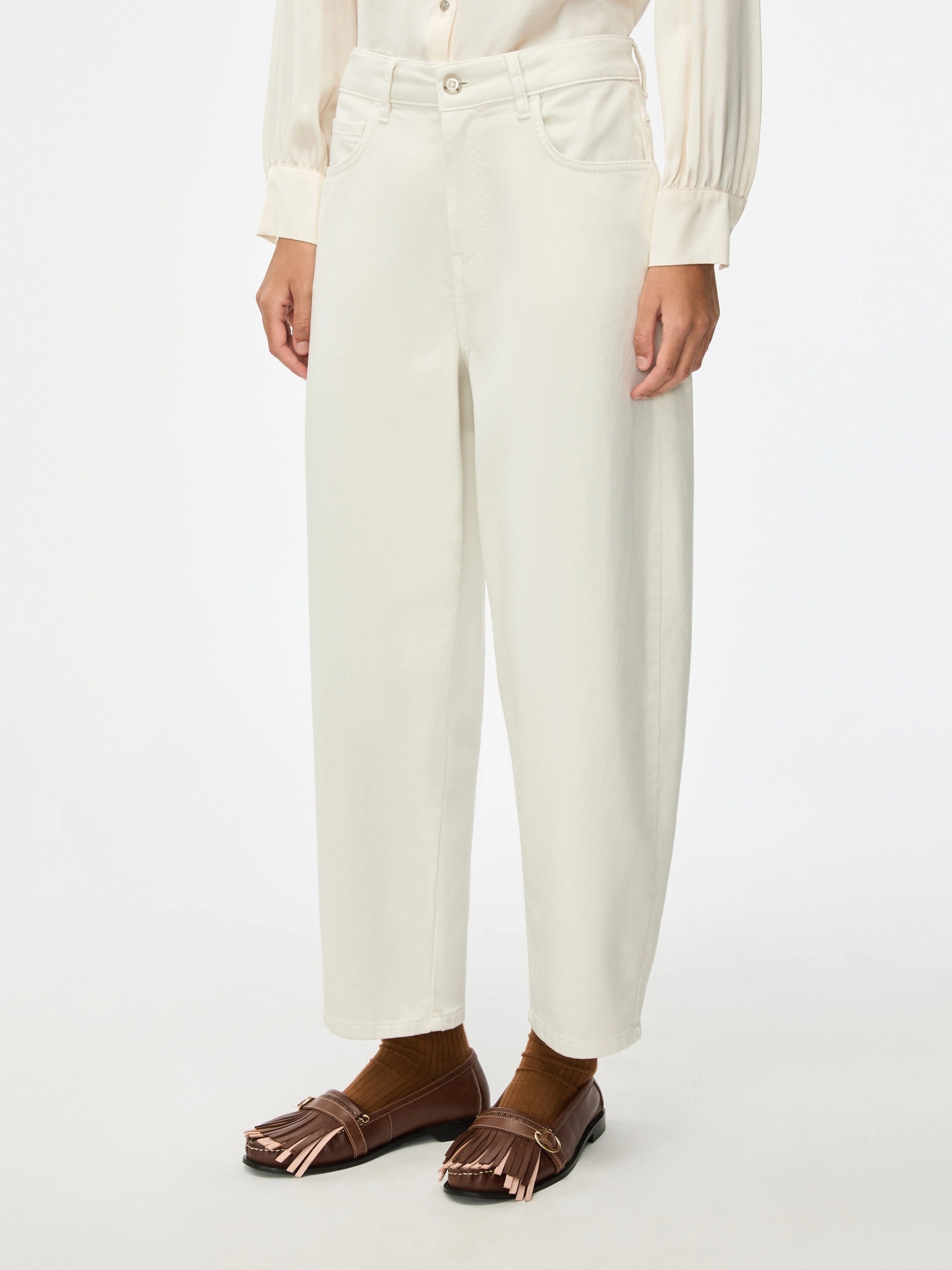 PANTALONI BARREL Panna