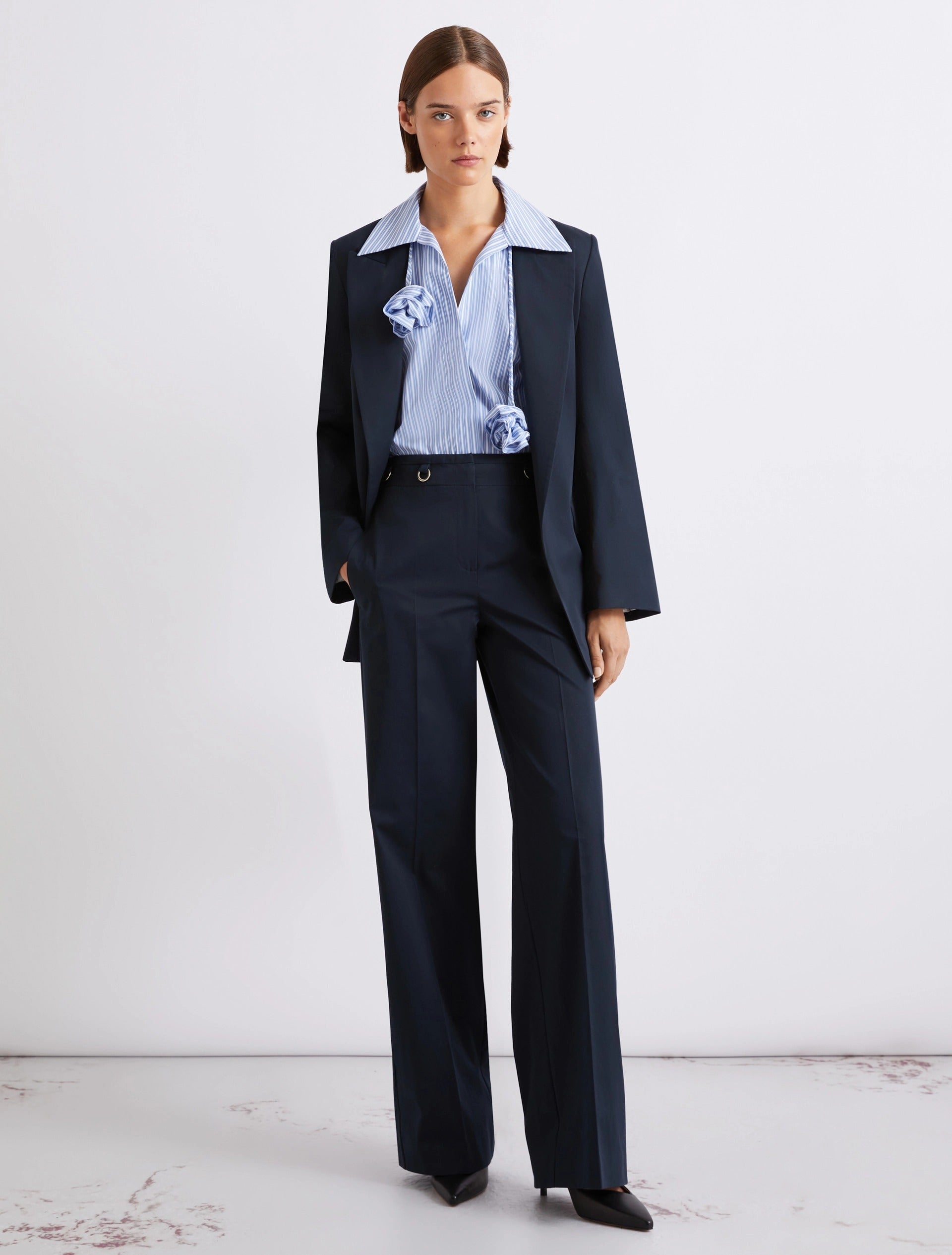 Pantaloni dritti in gabardina - BLU