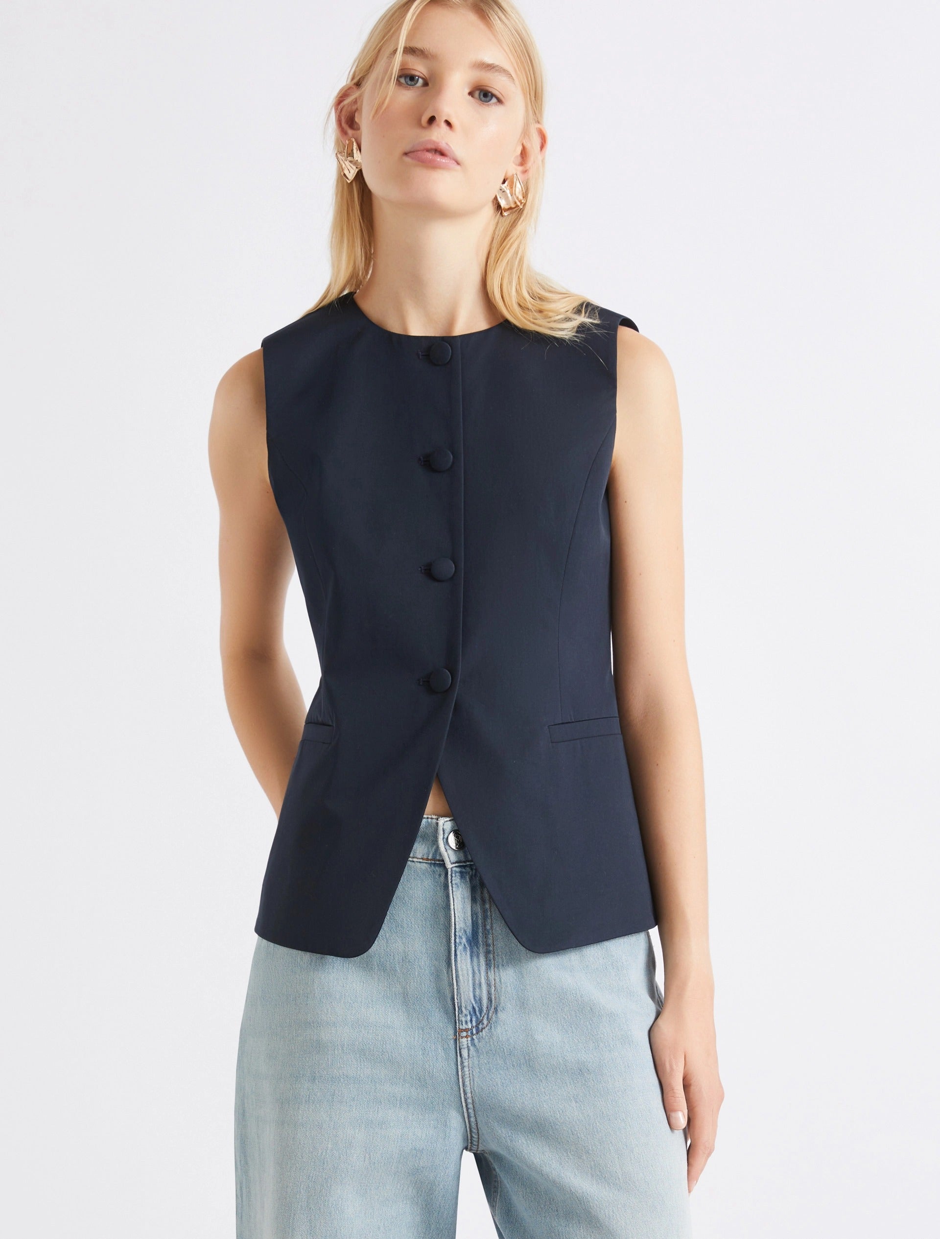 Gilet in gabardina di cotone - BLU