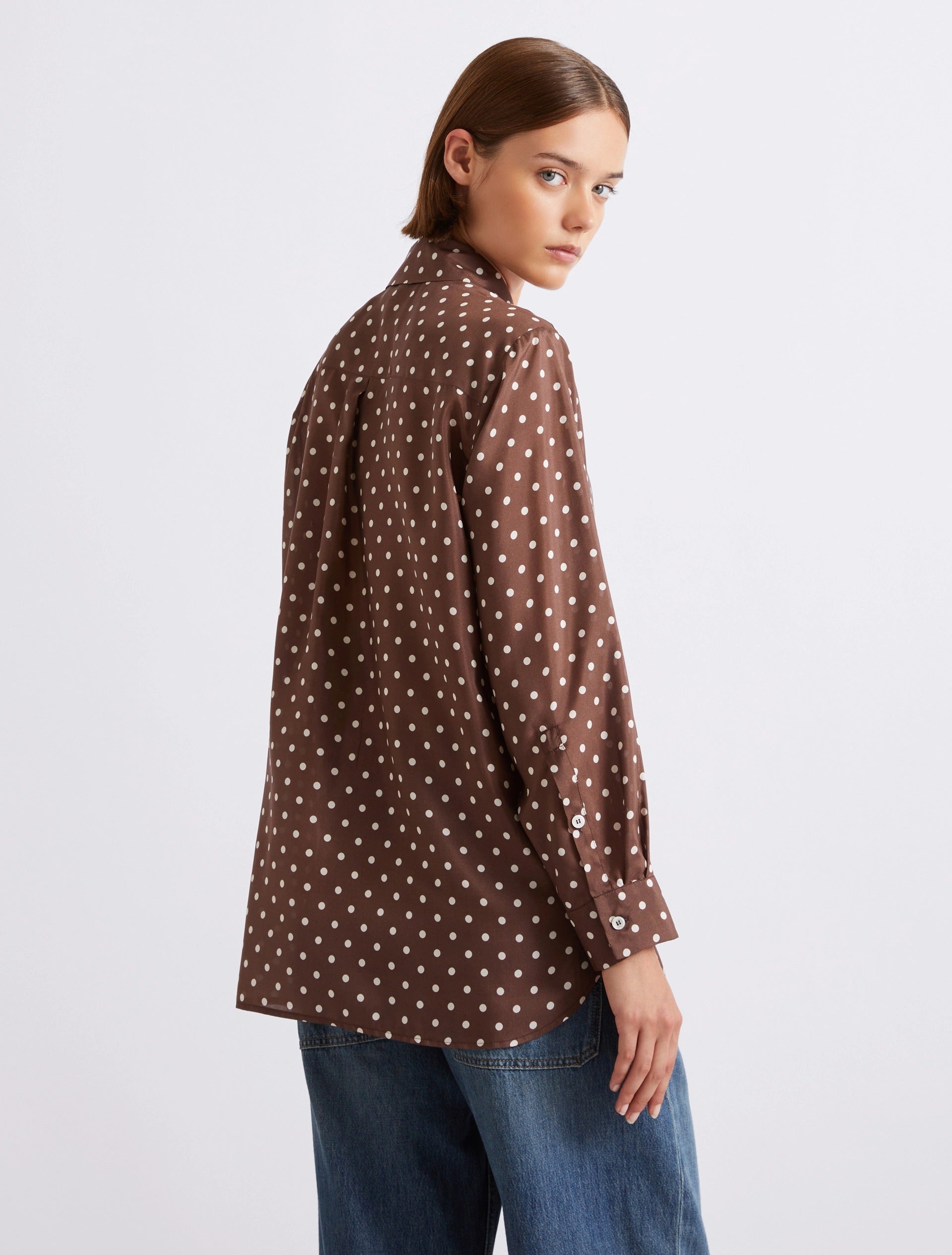 Camicia in seta habotai stampata
